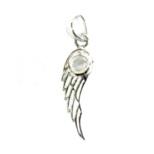 Rainbow Moonstone Angel Wing Sterling Silver Pendant 1.75"