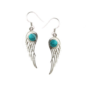 Turquoise Angel Wing Sterling Silver Earrings