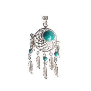 Turquoise Dreamcatcher Sterling Silver Pendant