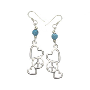 Turquoise Peace & Love Sterling Silver Earrings