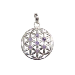 Amethyst Flower of Life Sterling Silver Pendant