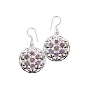 Amethyst Flower of Life Sterling Silver Earrings