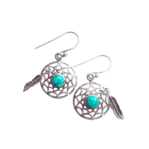 Turquoise Dreamcatcher Sterling Silver Earrings