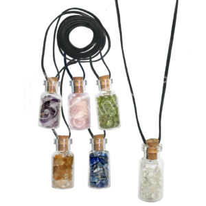 NECKLACE - CHIPS STONES IN BOTTLE MIXED STONES (SET OF 6) 1.5"H