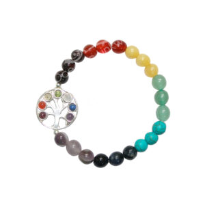 (CLOSE OUT) BRACELET - CHAKRA WITH TREE OF LIFE (8-8.5 MM) 7.15-7.25"