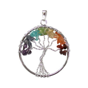 Silver Plated Chakra Tree of Life Pendant