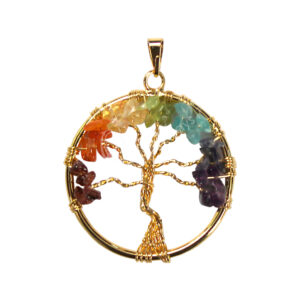 Chakra Metal Gold Plated Tree of Life Pendant