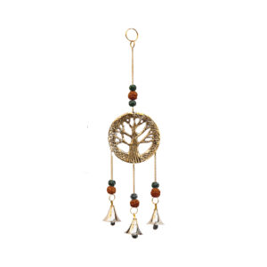 Tree of Life Hanging Bells with Rudraksha and Green Glass Beads