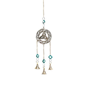 Turquoise Flower and Triquetra Hanging Bells