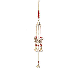 4 Elephants Hanging Bells with Red Glass Beads