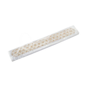 Selenite Incense Holder with Gold-Engraved Flower of Life