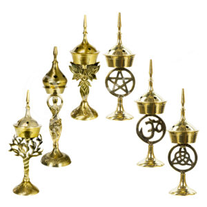 Brass Mixed Design Incense Holder on Stand (Set of 6)