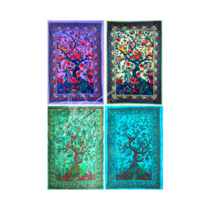 Mixed Colors Tree of Life Cotton Tapestry