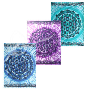 TAPESTRY - COTTON FLOWER OF LIFE MIXED COLORS (SET OF 3) 58 X 82"