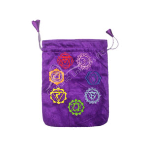 Purple Velvet Bag with Embroidery Chakra Symbols (pack of 10)