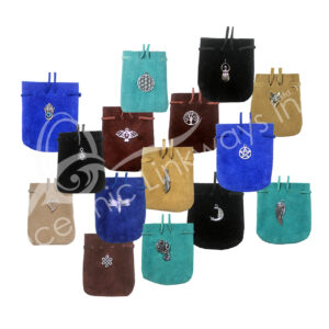 Mixed Colors Round Suede Bag with Strap and charm (Set of 24)