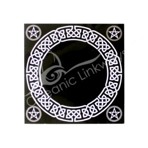 Black Glass Plaque Scrying Mirror with Leather Frame