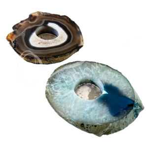 Mixed Colors Agate Tealight Holder Top Polished