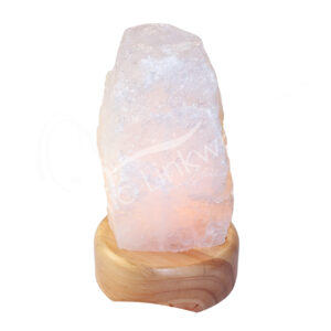 Natural Rose Quartz Lamp on Wood Base No Cord