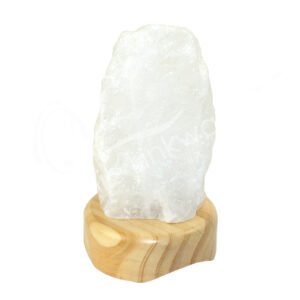 Natural Crystal Quartz Lamp on Wood Base No Cord