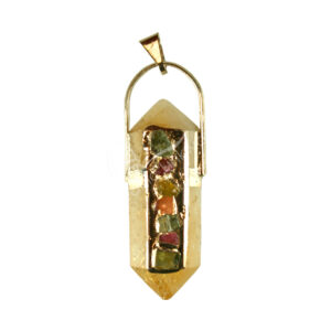 Citrine Double Terminated Point Pendant with Tourmalines Faceted 2-2.25"
