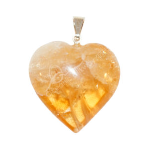 Polished Citrine Heart Pendant 0.75-1"