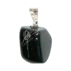 Polished Black Tourmaline Tumbled Stone Pendant