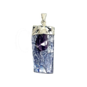 Kyanite with Amethyst Pendant with Silver Cap 1.5-2"