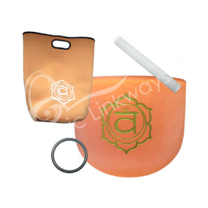 SINGING BOWL - CRYSTAL TUNED D FROSTED ORANGE CHAKRA 10"DIA. X 7.75-8"H
