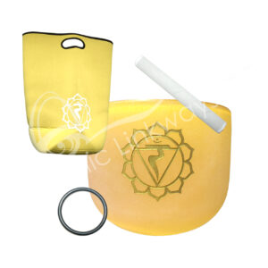SINGING BOWL - CRYSTAL TUNED E FROSTED YELLOW CHAKRA 10"DIA. X 7.75-8"H