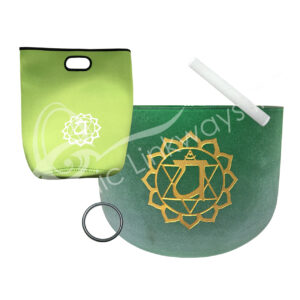SINGING BOWL - CRYSTAL TUNED F FROSTED GREEN CHAKRA 9.75-10"DIA. X 7.5-8"H