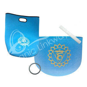 SINGING BOWL - CRYSTAL TUNED G FROSTED LIGHT BLUE CHAKRA 9.5-9.75"DIA. X 7.5-8"H