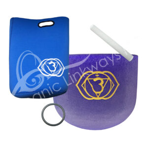 SINGING BOWL - CRYSTAL TUNED A FROSTED DARK BLUE CHAKRA 9.75-10"DIA. X 7-7.5"H