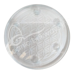 Glass Stand Plaque for Sphere with Flower of Life Design