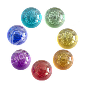 Chakra Color Glass Sphere with Chakra Symbol (Set of 7)