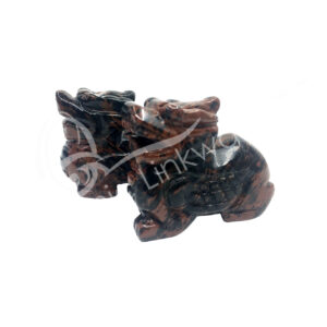Mahogany Obsidian Fu Dog Carving (Set of 2)
