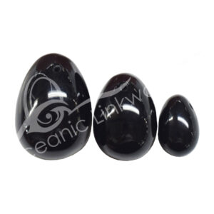Polished Black Obsidian Yoni Egg with Hole