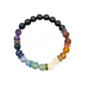 BRACELET - CHAKRA & SHUNGITE (8-8.5 MM) 7.15-7.25"