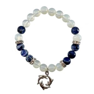 BRACELET - OPALITE & SODALITE DOLPHIN (8-8.5 MM) 7.15-7.25"