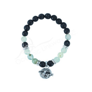 (CLOSE OUT) BRACELET - LAVA & PREHNITE TREE OF LIFE AROMATHERAPY (8-8.5 MM) 7.15-7.25"