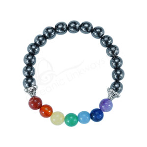 BRACELET - CHAKRA & HEMATITE (8-8.5 MM) 7.15-7.25"