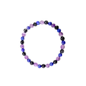 Black Tourmaline, LApis LAzuli and Amethyst Bracelet
