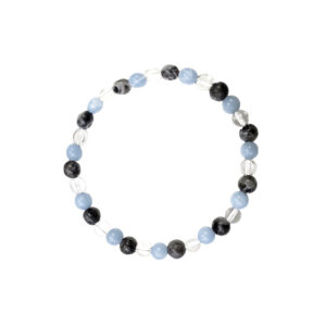 Crystal Quartz, Angelite, Larvikite Bracelet