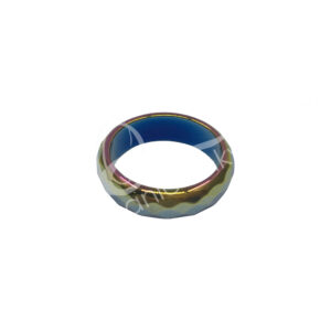 Faceted Non-Magnetic Rainbow Hematite Ring