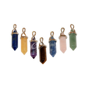 Mixed Stones Double Terminated Point Pendant (Set of 12)