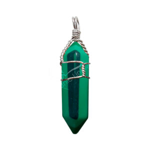 Synthetic Malachite Wire Wrap Pendant 1.5"