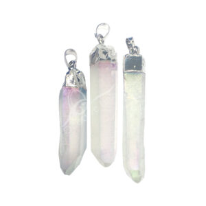 Rough Crystal Quartz Plated Angel Aura Point Pendant with Cap (Pack of 3)