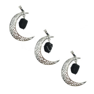 Moon with Hanging Black Tourmaline Pendant (Pack of 3)