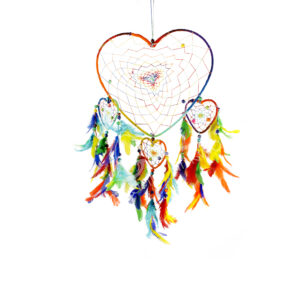 Rainbow 1 Big and 3 Small Hearts Dreamcatcher