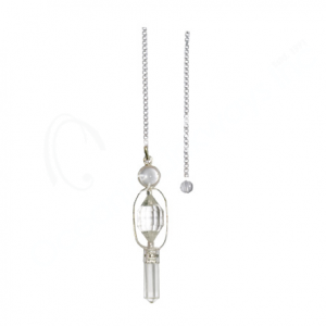 Crystal Quartz Faceted Point Pendulum with Plain Chain